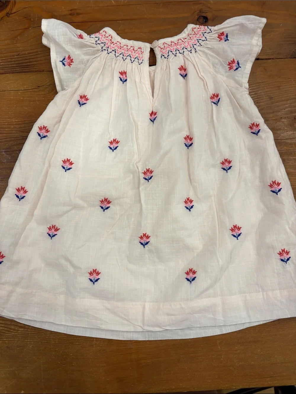 EUC GAP Light Pink Boho dress with Red & Blue Embroidery size 18-24 months